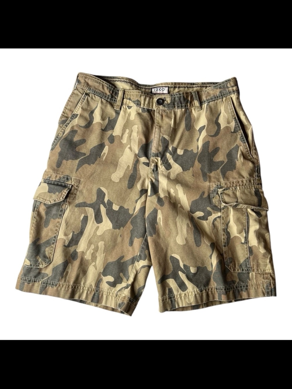 Izod Y2K Vintage Cotton Camo Cargo Shorts Sz 32